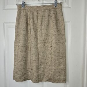 Talbots Petite linen wool blend tan tweed lined back zip womens 2 petite